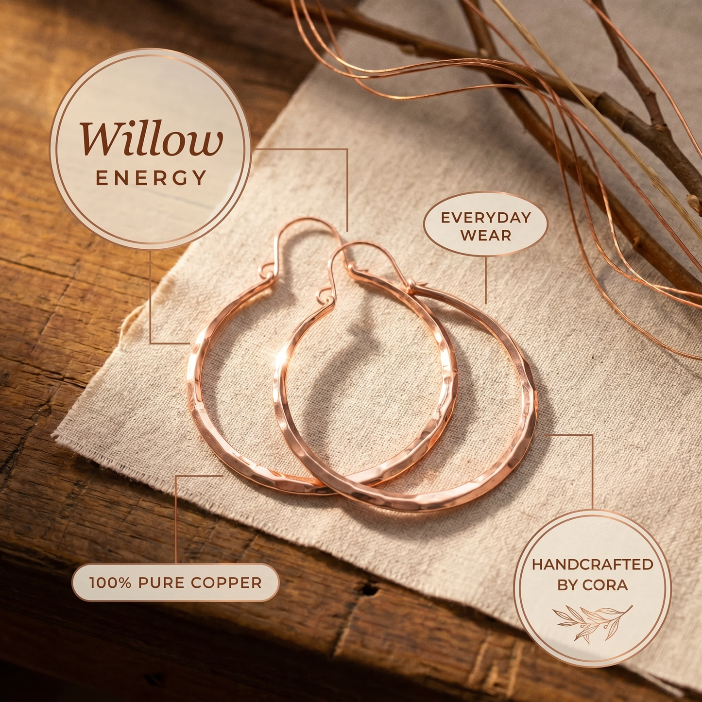 Cora's Willow Copper Earrings