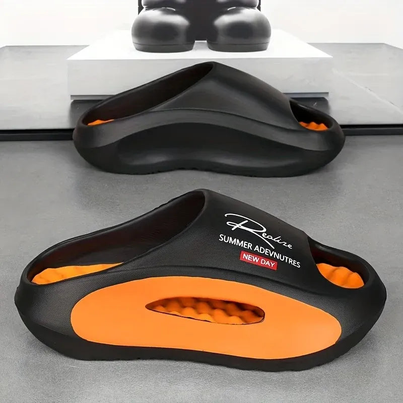 Men's Cloud Slide Sandals | Thick Sole Cushioned Non-Slip EVA Slippers for Indoor & Outdoor Comfort