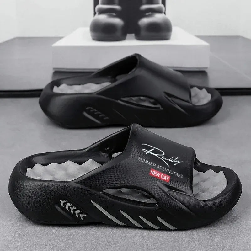 Men's Cloud Slide Sandals | Thick Sole Cushioned Non-Slip EVA Slippers for Indoor & Outdoor Comfort