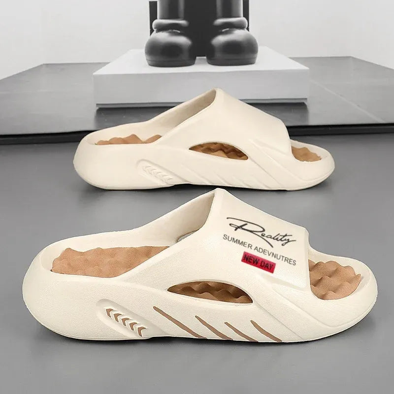 Men's Cloud Slide Sandals | Thick Sole Cushioned Non-Slip EVA Slippers for Indoor & Outdoor Comfort