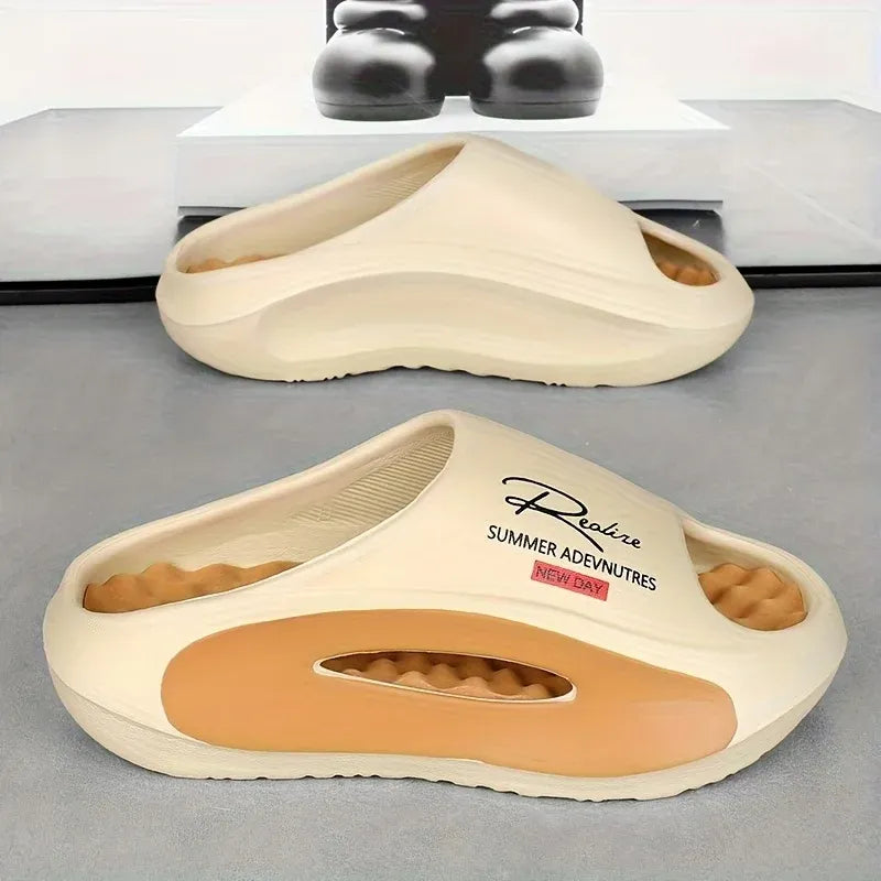 Men's Cloud Slide Sandals | Thick Sole Cushioned Non-Slip EVA Slippers for Indoor & Outdoor Comfort