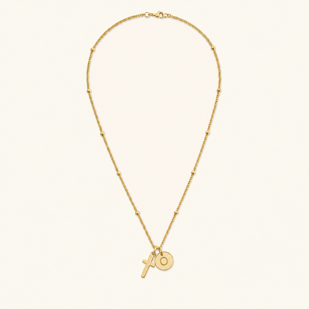 Selah Cross Initial Gold Necklace