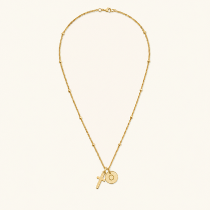 Selah Cross Initial Gold Necklace
