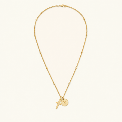 Selah Cross Initial Gold Necklace