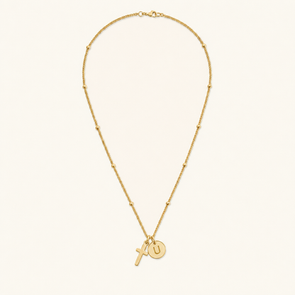 Selah Cross Initial Gold Necklace