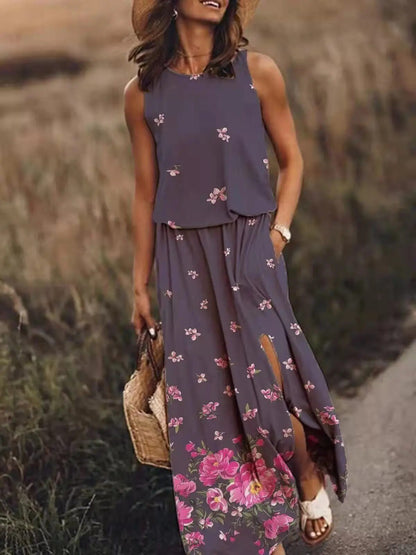 Layla | Sleeveless Maxi Dress Elastic Waist Bohemian Summer