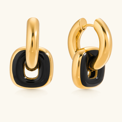 Giada Enamel Drop Hoop Earrings