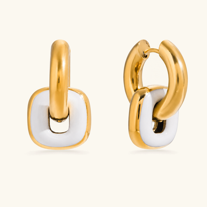 Giada Enamel Drop Hoop Earrings