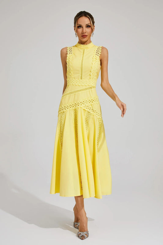 Caroline | Women's Sleeveless Lace Midi Wedding Guest Dress